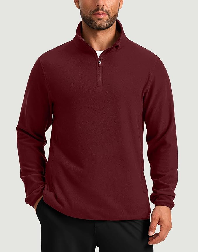 G Gradual Mens Quarter Zip Pullover Fleece with 2 Zipper Pockets Long Sleeve Golf Shirt Winter Athletic Sweater Lightweight