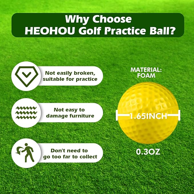 Foam Golf Practice Balls,Realistic Feel and Limited Flight Practice Golf Balls for Backyard,Soft Training Golf Balls for Indoor or Outdoor