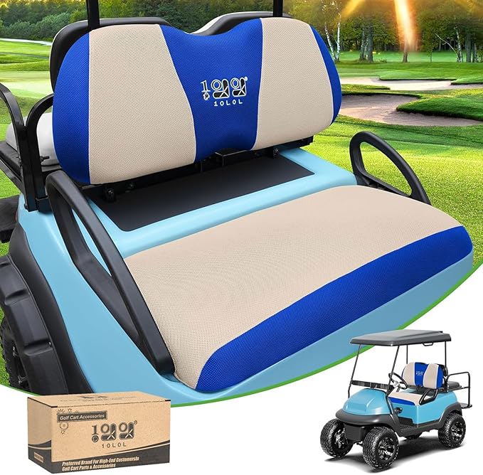 10L0L Golf Cart Seat Covers Universal for Yamaha G29 Drive2 Club Car DS Precedent Tempo Standard Front Seats, Breathable Mesh Bench Seat Cover, No Drilling Seat Cushion - All-Season Comfort