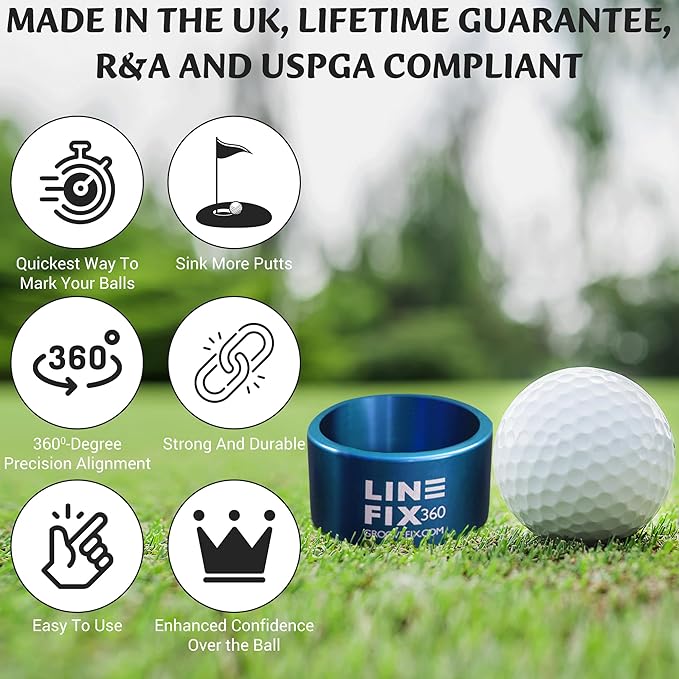 LineFix360 (BLUE) Golf Ball Alignment Marker – Precision 360° Line Tool for Enhanced Putting Accuracy