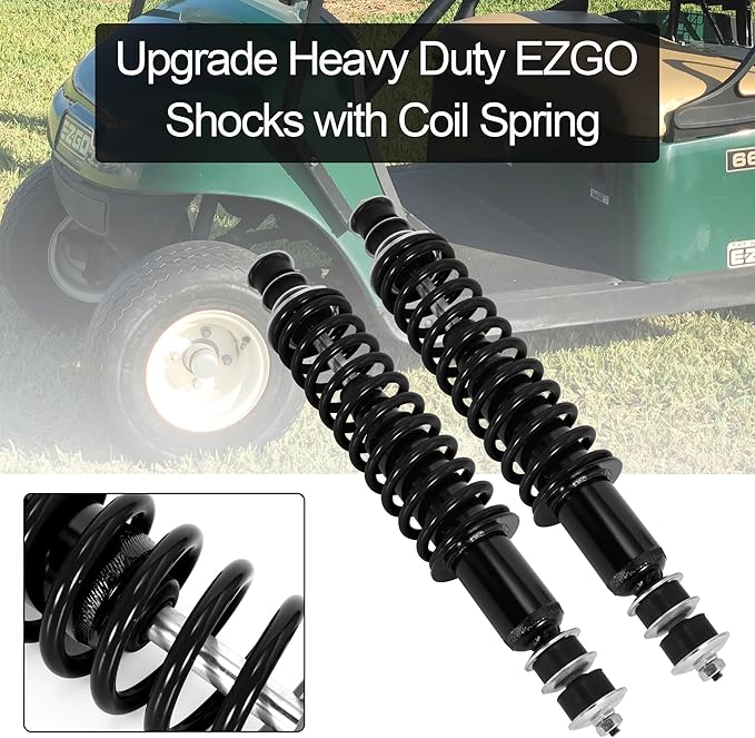 JIAYAN Golf Cart Front or Rear Shock Absorber with Heavy Duty Coil Springs Compatible with E-Z-GO TXT/Medalist 1994+ Gas & Electric Models OEM# 70928-G01 76418-G01 70630-G01 (2Pcs)