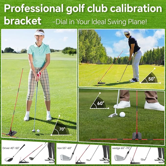 Golf Alignment Sticks and Swing Trainer with Angle Holder for Aiming Putting Aid Arm Band Trainer Enhance Strength, Precision, and Swing Technique Golf Practice Tools for Posture Correct