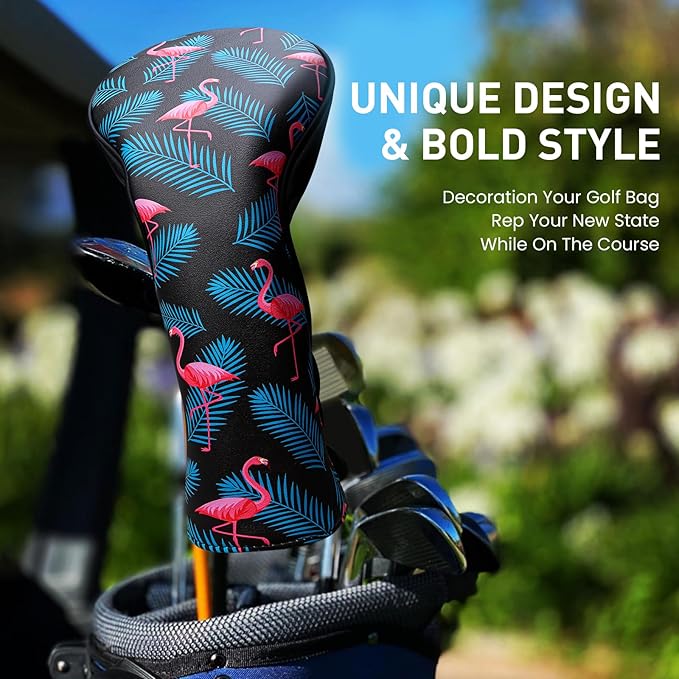 FINGER TEN Golf Club Head Covers for Woods Driver Fairway Hybrid with Interchangeable Number Tag 1 3 5 Premium Leather Headcovers for Women Men