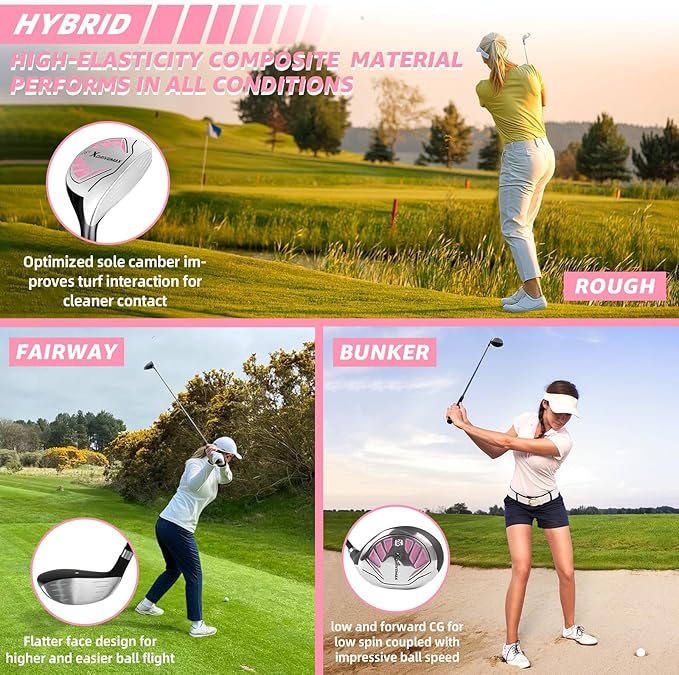 10 Pieces Golf Clubs Full Set Mens Right Hand,Golf Set Includes Stand Bag with Rain Hood, 1#Driver 3#Wood #5 Hybrid,with 3 Head Covers, 6# 7# 8# 9# PW# Irons and Putter