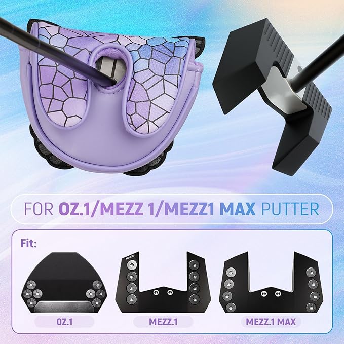 Funny Golf Head Covers, Putter Cover for OZ1 MEZZ 1 MEZZ1 MAX Putters, Center Shaft Mallet Putter Cover with Magnetic Closure, Three-Dimensional Butterfly Design and PU Leather Material