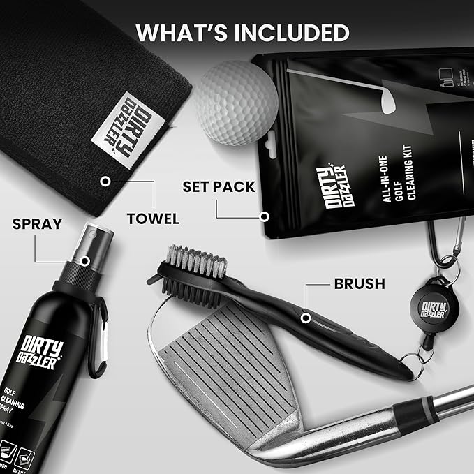 Golf Club Cleaning Kit - Includes a Groove Cleaner Tool with Golf Club Cleaner Brush, Towel and Golf Club Cleaner Spray