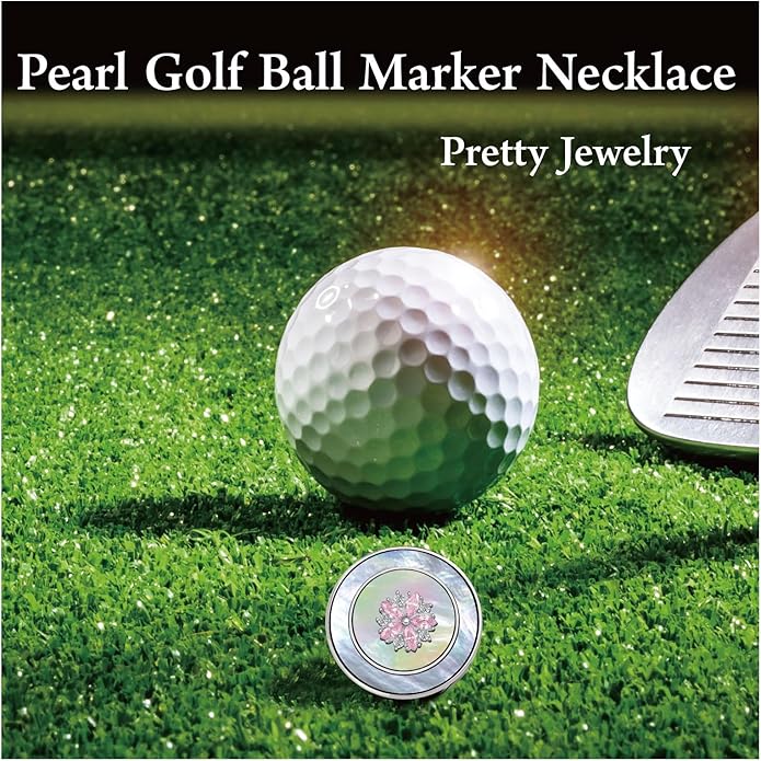 Golf Ball Marker Necklace with Pearl Ball Marker, Golf Accessories, Golf Gifts, Golf Ball Markers for Women