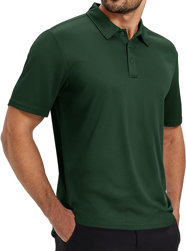 TACVASEN Mens Polo Shirts Short Sleeve Dry Fit Performance Breathable Golf Shirt with Collar Tennis Casual Business Work