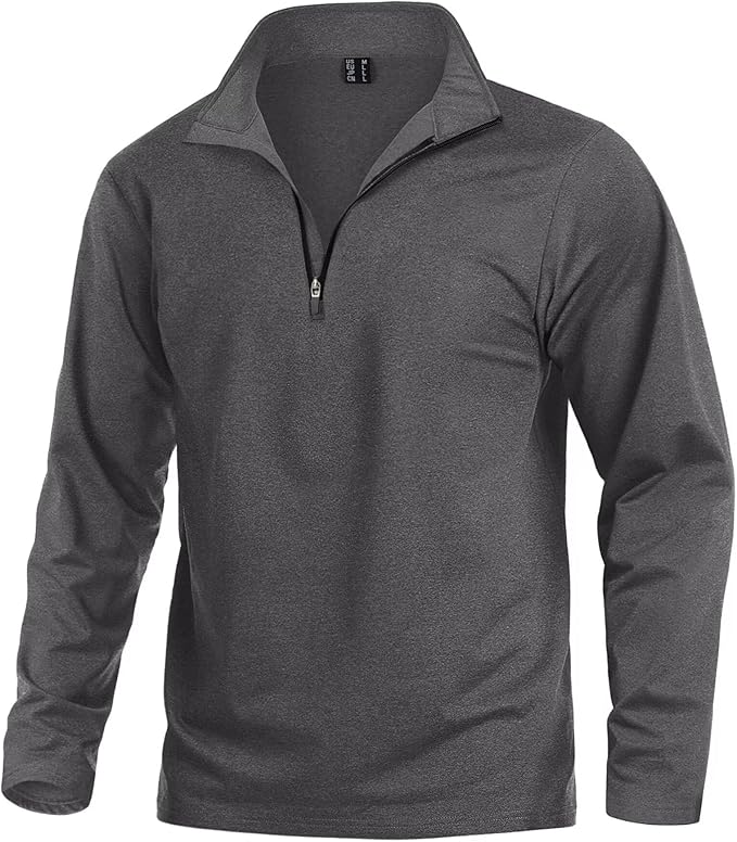 KEFITEVD Men's Quarter Zip Pullover Fleece Lined Long Sleeve Golf Shirt 1/4 Zip Sweatshirts Thermal Winter Sweaters