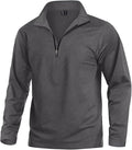 KEFITEVD Men's Quarter Zip Pullover Fleece Lined Long Sleeve Golf Shirt 1/4 Zip Sweatshirts Thermal Winter Sweaters