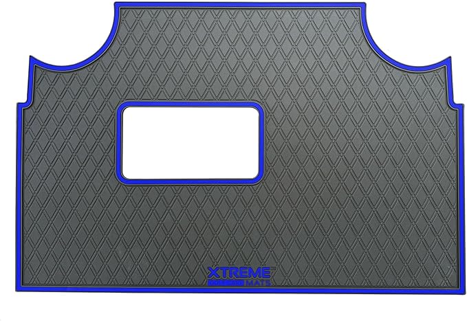 Xtreme MATS Rubber Double Diamond Golf Cart Floor Mat– Fits 2023+ Evolution Forester Models with Metal Pedals Only - Heavy-Duty Custom Fit All-Weather Floor Liner (Blue Trim)