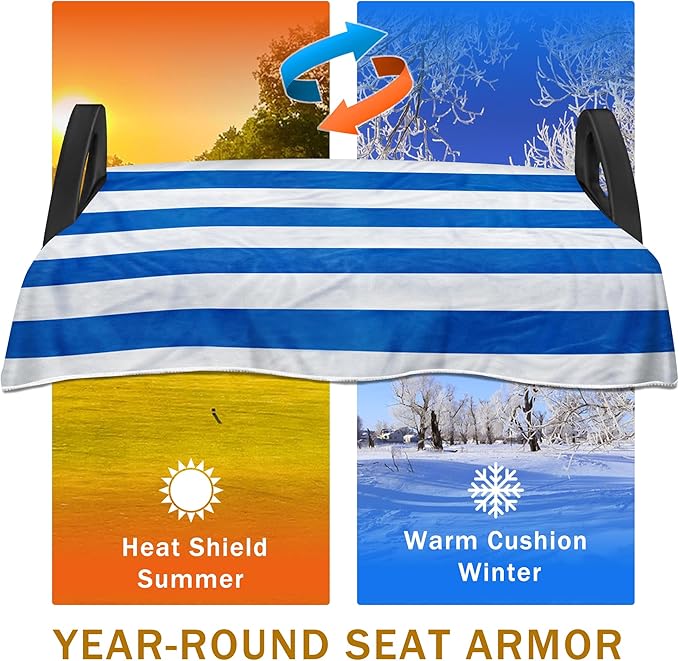 YOKYHOM Golf Cart Seat Covers, Stripes Blue Golf Cart Seat Towel Blanket Keeps Seat Comfortable and Clean, 100% Microfiber, 51''x 31'', for EZGO, Yamaha, Club Car and More 2-Seat Golf Carts