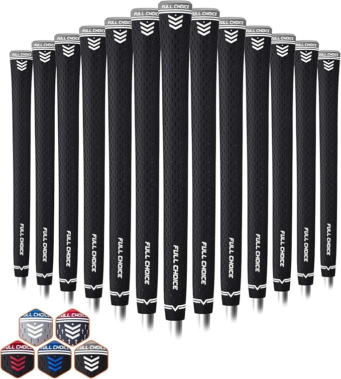 Rubber Golf Grips 13 Pack, Concise Fashion Design, Non-slip, Choose from 13 Grips Set or 13 Grips with Regripping Kit, Standard/Mid/Jumbo Size, 5 Colors Available, RG02 Golf Club Grips