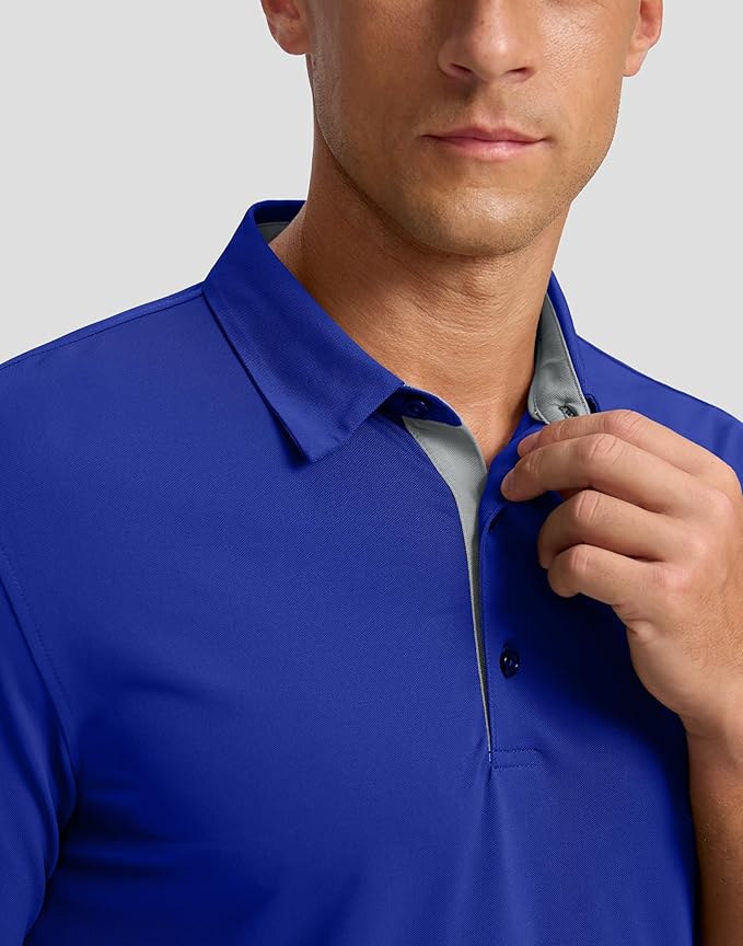 Men's Golf Shirts Dry Fit Moisture Wicking Performance Short Sleeve Collared Polo Shirts for Casual Athletic Business