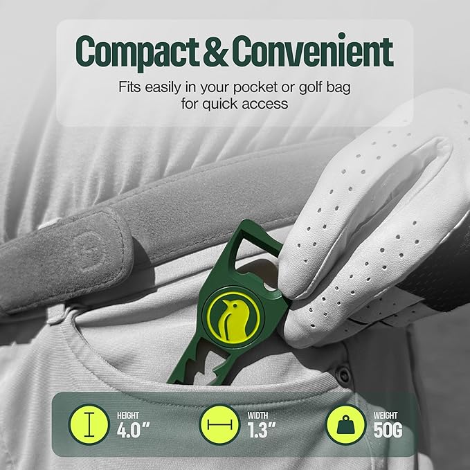 7-in-1 Metal Golf Divot Tool with Magnetic Ball Marker - Tee Height Setter, Bottle Opener, Groove Cleaner, Putting Alignment, Club Tee - Durable Green Accessory Gift for Men & Women