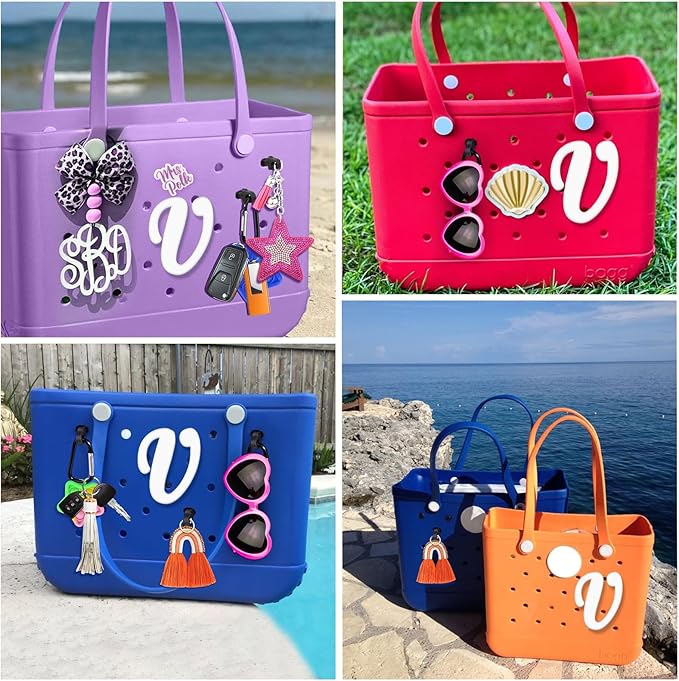 Mity rain Letter Charms for Bogg Bag，Alphabet Lettering Accessories Charms Compatible with Bogg Bag Original All Models, Insert Decorative Letter for Handbag Beach Tote Bag V