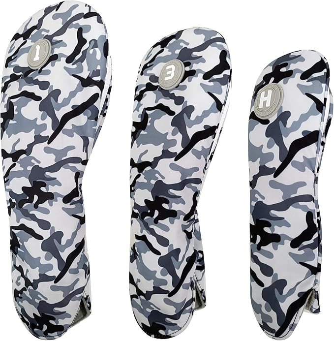 Golf Headcovers for Drivers and Woods – Set of 3 (S/M/L), Leather Club Covers with Magnetic Number Tags, Floral Design, Scratch-Resistant, Fits Most Golf Clubs