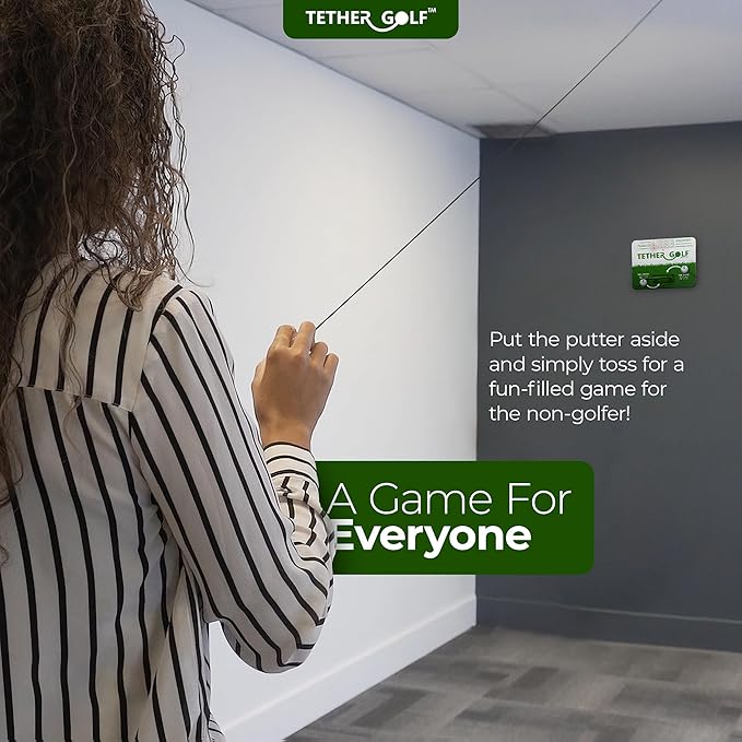 Tether Golf Indoor & Outdoor Golf Game - Unique Golf Game for The Family to Enjoy - Use Your Favorite Putter or Toss by Hand to Score and Have Fun - Great Golf Gift for Dad!