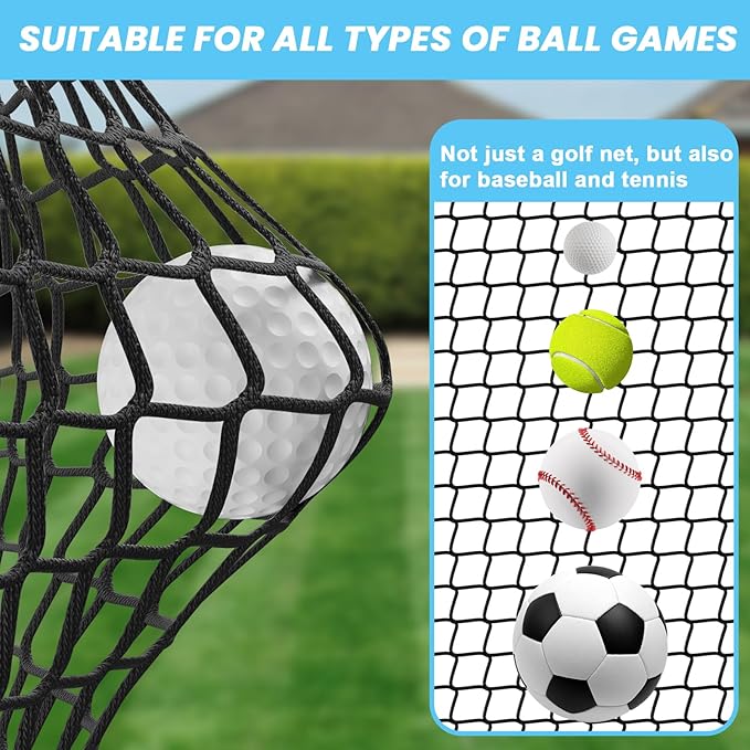 aikeec Golf Practice Hitting Net: 10 x10x 10 Ft Batting Cage Netting with Polyester Mesh, Roped Edges -for Backyard Driving, Garage, Indoor/Outdoor, Golf Simulator (Frame Not Included)