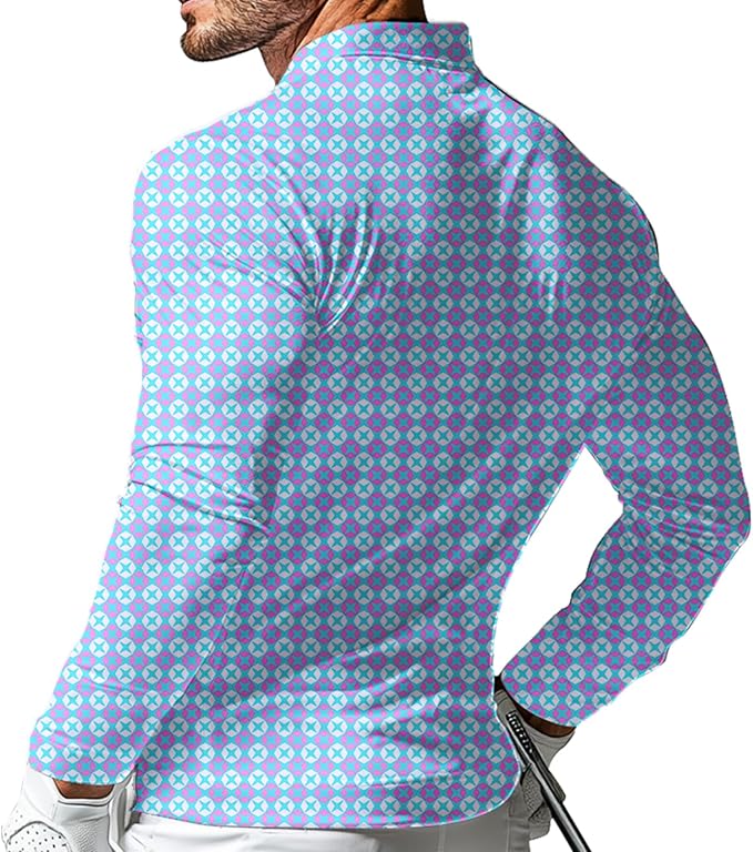 Men's Long Sleeve Golf Shirt Quick Dry 3 Button Work Fishing Outdoor Casual Collar Shirt