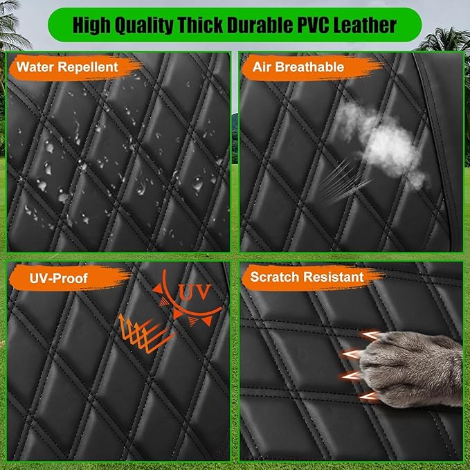 EZGO Seat Covers, Golf Cart Seat Covers for EZGO TXT 1994-2013 and EZGO RXV OEM Ordinary Seat Thick Marine Leather Custom Diamond Comfortable/Anti-Scratch/Anti-Fading/Easy to Install
