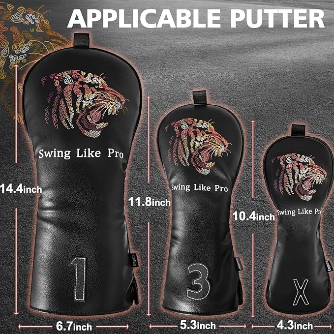 Golf Club Cover for Driver Fairway Wood Hybrid Mallet Putter Cover, Wootfairy Golf Club Headcovers Waterproof Leather White Accessories Compatible with Taylormade Odyssey and More Brand