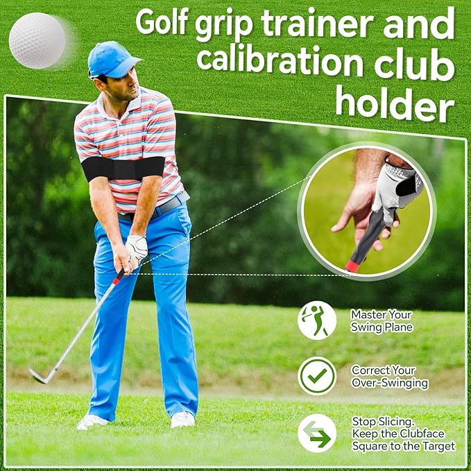 Golf Alignment Sticks and Swing Trainer with Angle Holder for Aiming Putting Aid Arm Band Trainer Enhance Strength, Precision, and Swing Technique Golf Practice Tools for Posture Correct