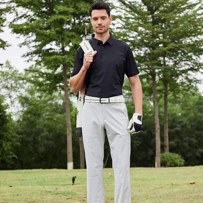 Esabel.C Golf Shirts for Men Dry Fit Performance Short Sleeve Print Moisture Wicking Collared Shirt