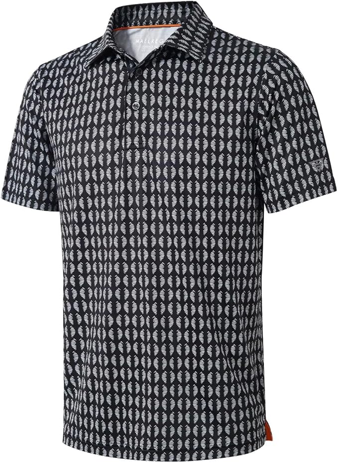 Golf Shirts for Men Dry Fit Short Sleeve Print Performance Moisture Wicking Polo Shirt