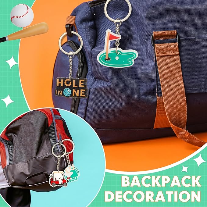 Batiyeer 72 Pack Golf Ball Keychains Bulk Party Favors Sports Ball Key Chains Funny Keyring Gifts for Women Men Birthday Supplies