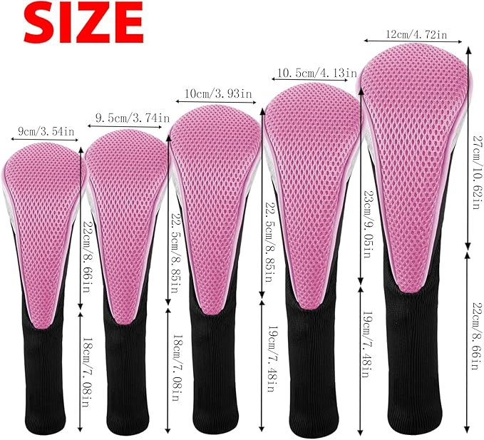 Andux 5pcs/Set Mesh Golf 460cc Driver Fairway Wood Club Head Covers Long Neck with No. Tags