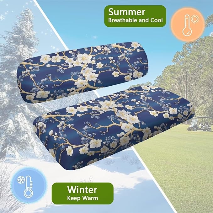Golf Cart Seat Covers, Universal Fit & Nonskid Bottom Fits for Club Car 2 Person Seats Golf Carts