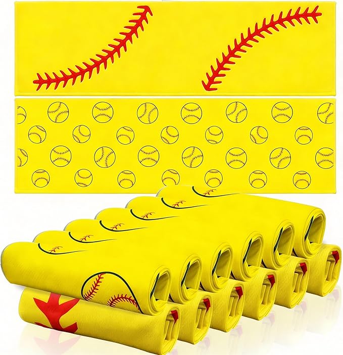 OPSO Baseball Softball Cooling Towel Set, 40 x 12 inches, 12 Pack, Microfiber Sports Towels for Baseball, Soccer, Golf LCE Towel Microfiber Sports Towels for Player (Softball 4)