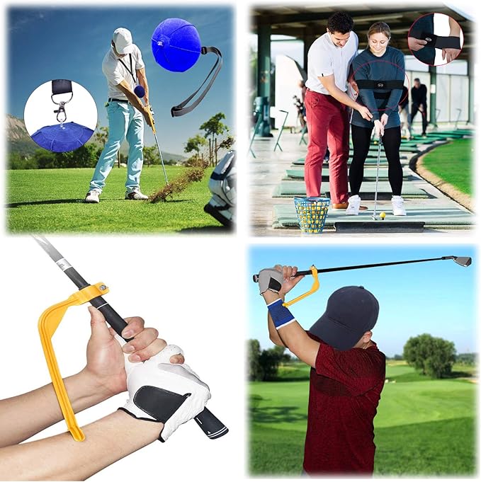 Amy Sport Golf Swing Training Aid Wrist Hinge Adjustable Arm Band with Hanger Smartball Connection Band for Correction, Men Women Ball Between Arms Practice Tool