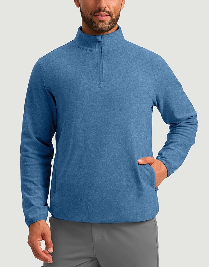 G Gradual Mens Quarter Zip Pullover Fleece with 2 Zipper Pockets Long Sleeve Golf Shirt Winter Athletic Sweater Lightweight