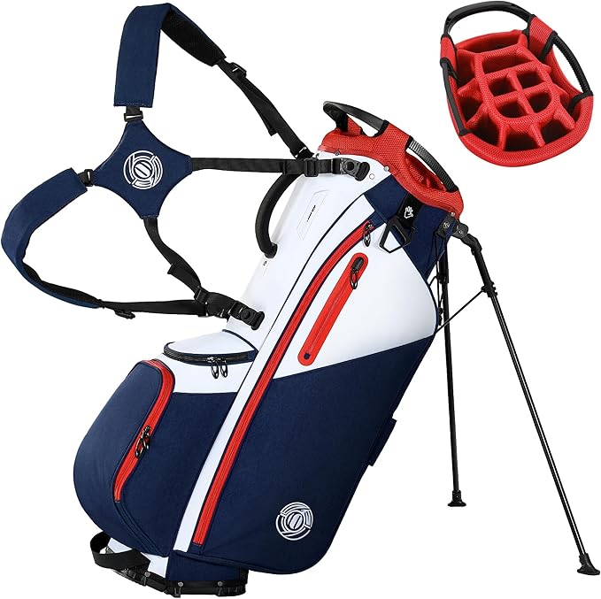 Golf Stand Bag 14 Way, Lightweight Golf Bags for Men Women with Stand, Padded Ergonomic Double Strap, Full Length Dividers, Multiple Pockets, Rain Hood