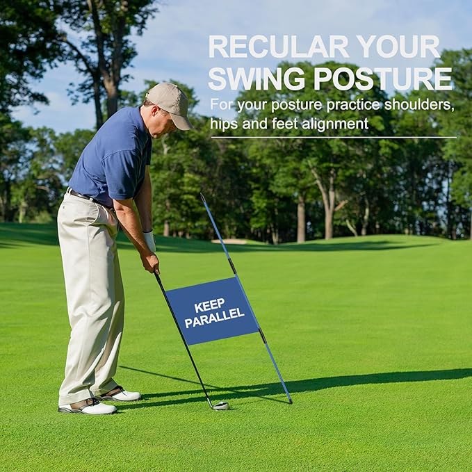 Golf Alignment Sticks 2 Pack,Golf Alignment Rods Upgraded 48" Collapsible Golf Practice Sticks Golf Training Aid for Aiming,Putting,Golf Training Sticks with Clear Tube Case