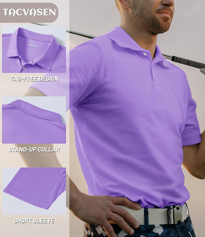 TACVASEN Mens Golf Shirt Dry Fit Mens Polo Shirts Short Sleeve Performance Golf Polos for Men with Collar Work Shirts