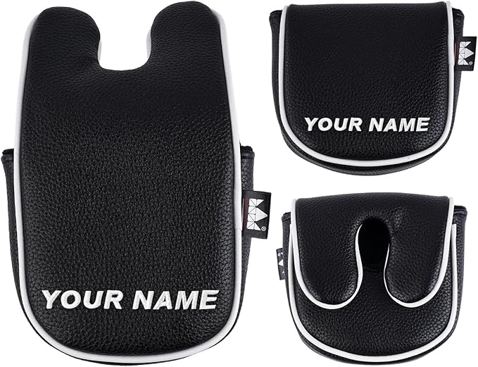 Craftsman Golf Leather Black Mallet Putter Headcover Head Cover Protector Case for LAB DF3 Center Shaft Putters Magnetic Closure