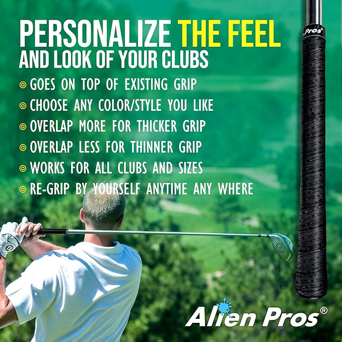 Alien Pros Golf Grip Wrapping Tapes - Innovative Golf Club Grip Solution - Enjoy a Fresh New Grip Feel in Less Than 1 Minute