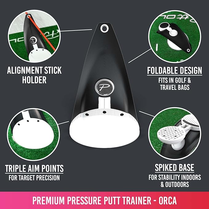 PuttOUT Premium Pressure Putt Trainer - Perfect Your Golf Putting (Orca)