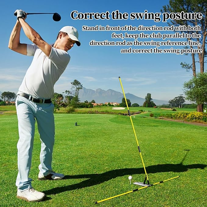 Golf Swing Trainer - Extendable Alignment Poles Set, Folding Practice Rods, Positioning Aid for Shots | for Indoor Backyard Home Range Chipping Hitting Improvement