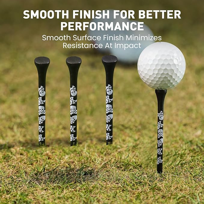 FINGER TEN Golf Tees Wood 3 1/4 2 3/4 Inch Value 50/120 Count, Durable Tees with Bright Colored Stripes for Consistent Height, 70mm 83mm Long Tees Ideal for Golfers
