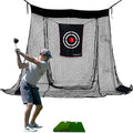 Gagalileo Golf Net for Garage Door with Mat: 10X8FT Roll-Up Design Quick Setup for Backyard & Basement Training Ideal for Beginners & Advanced Golfers