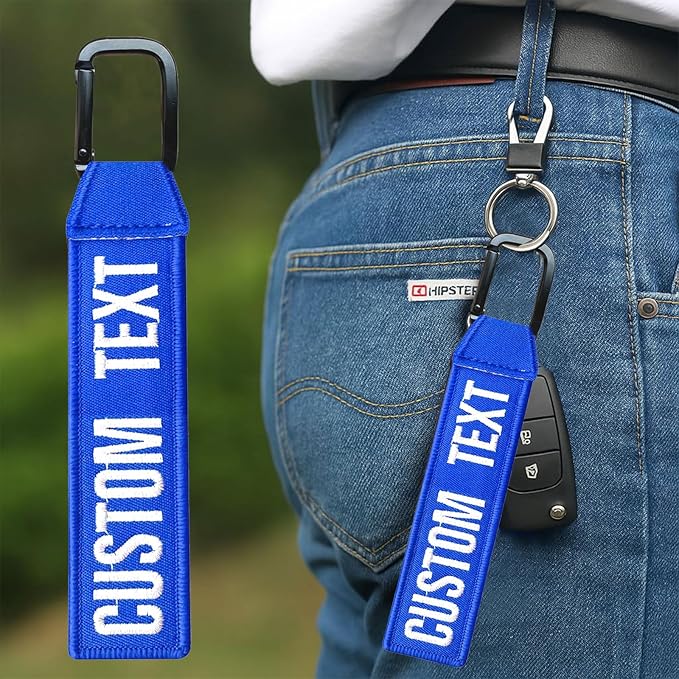 Personalized Key Tags, Custom Double-Sided Embroidery Name Number Keychain Tags, ID Identifiers Labels with Clip for Women Men Travel Bag Suitcase Keys, Baggage Tags to Quickly Spot Luggage Suitcase