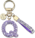 Pink Blue White Initial Letter Keychain Gift for Women Girls Bling Sparkly Cute Backpack Car Key Accessories Lanyard