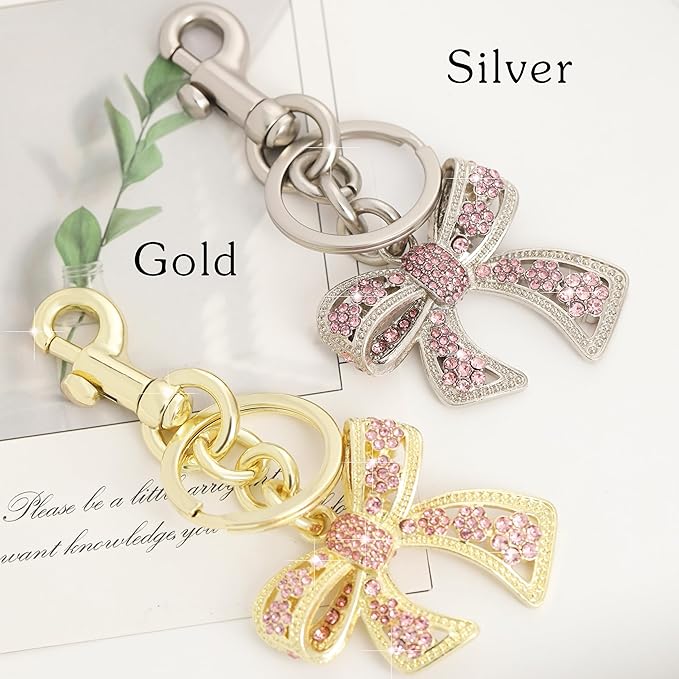 Heart Bag Charm,Cute Bowknot Bag Charm Keyring Heart Keychain Bag Accessories for Women