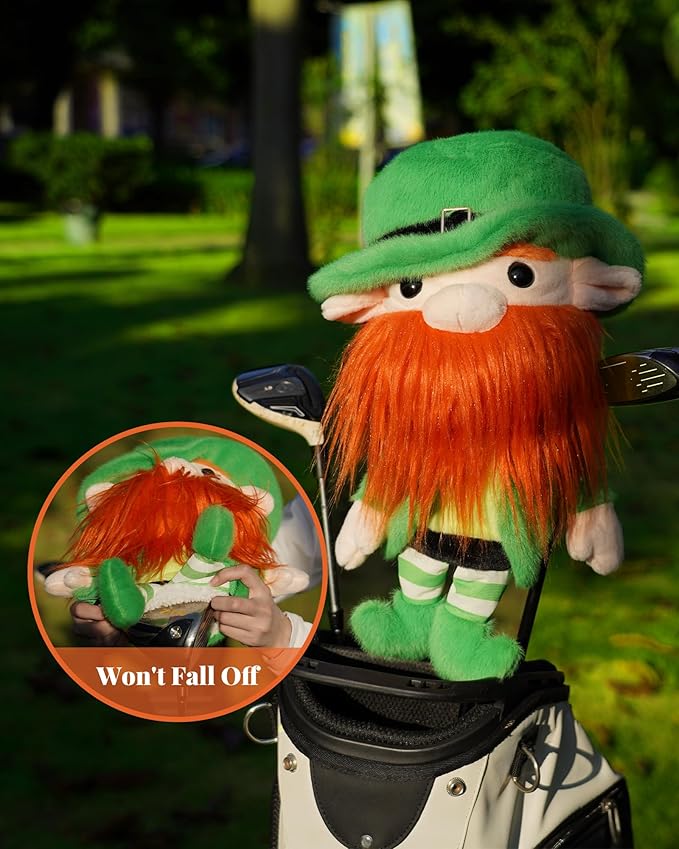 Big Teeth Funny Plush Driver Headcover Animal, Groundhog Gopher Penguin Driver Head Cover for 460cc Club, Sloth Leprechaun Crocodile Golf Head Covers for Woods and Driver Protector