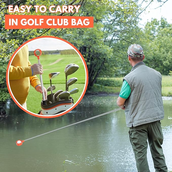 Golf Ball Retriever Telescopic 9/12FT Golf Ball Retriever for Water Aluminum Alloy Golf Ball Water Retrievers Golf Accessories Golf Gift for Men