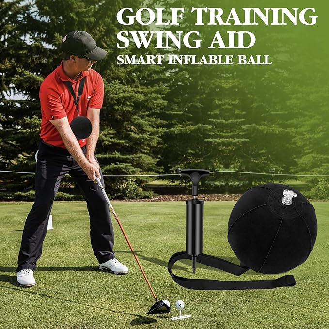 Golf Training Ball Smart Ball Golf Training Aid Inflatable Swing Training Ball with Inflator Pump and Adjustable Lanyard,Assist Golf Swing Trainer Golf Swing Assistant for Beginner